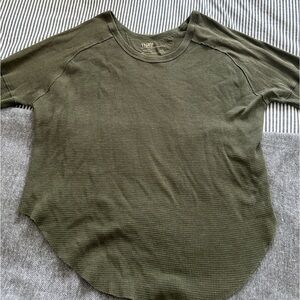 TNA Aritzia Olive Green Waffle Top Size L